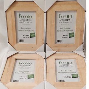 2 Sets of 2 Eco-Friendly Bamboo 4x6 Picture Frames